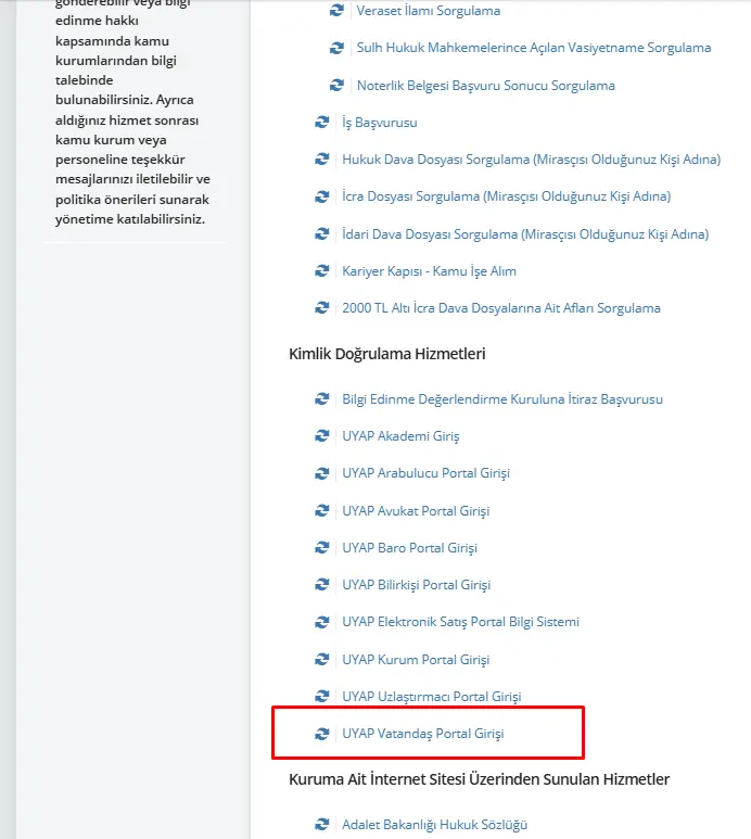 Uyap Vatandaş Portal Girişi